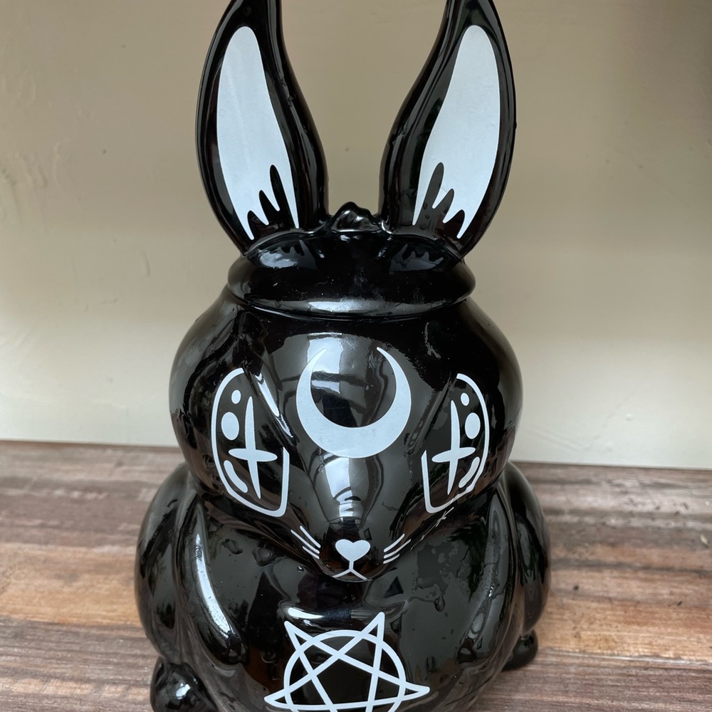 Killstar Black Ceramic Bunny Jar